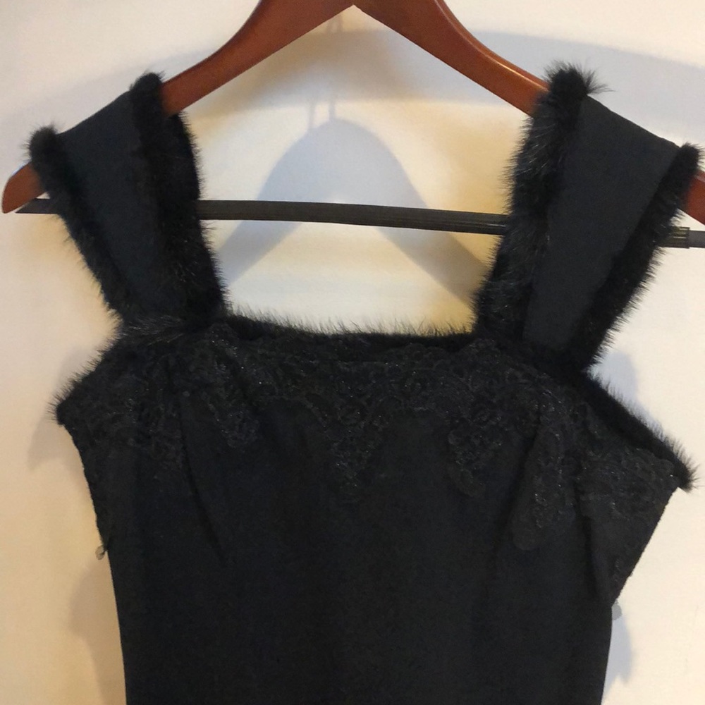 Fur & Lace Roccobarocco Black Mini Dress - Picture 7 of 8